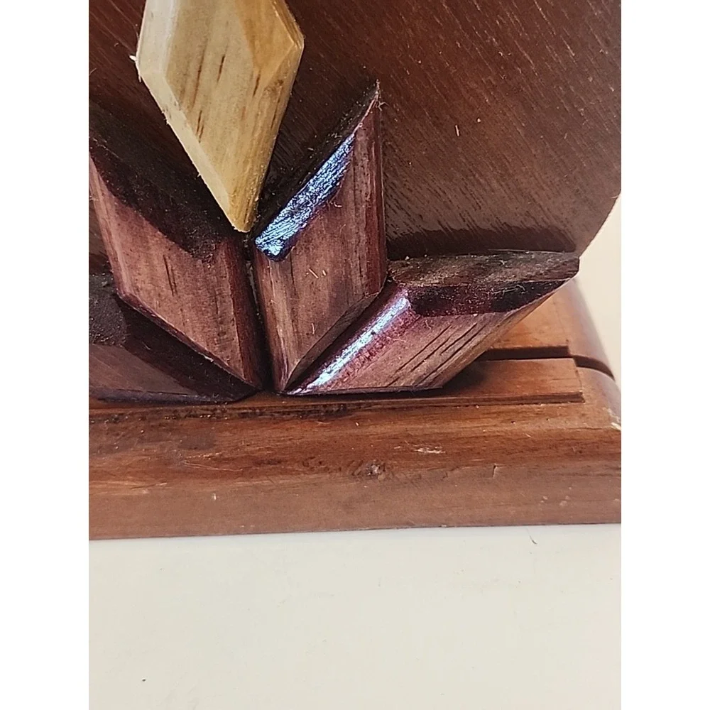 Handcrafted Tri-Colored Intarsia Wooden Napkin Holder  Abstract Floral Design
